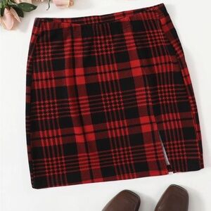 Plaid Red and Black Skirt